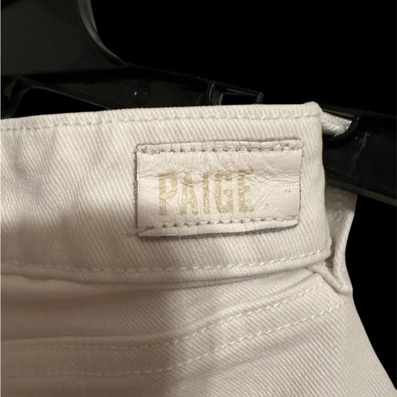 Paige Genevieve High Rise Wide Leg Flare Denim Jeans Crisp White - Picture 3 of 6
